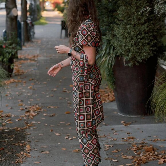 Noble Utility Suit - Jumpsuit in Cross Stitch Print - Picture 3 of 6